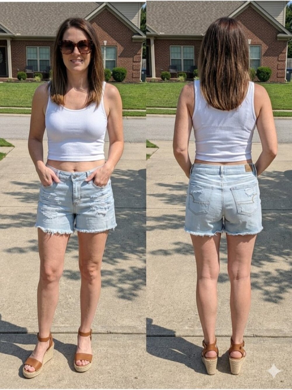 American Eagle Distressed Denim Shorts Womens Size 12 Next Level Stretch Thrash